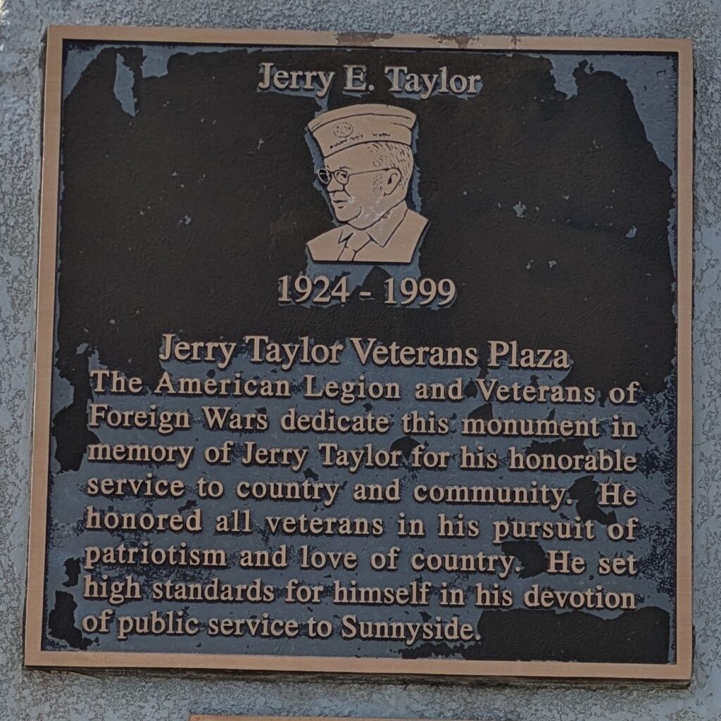 JERRY TAYLOR VETERANS PLAZA MEMORIAL PLAQUE A