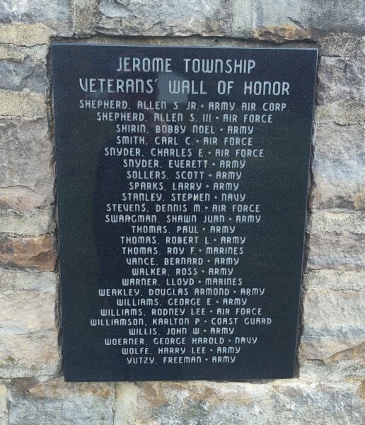 JEROME TOWNSHIP VETERANS WALL OF HONOR MEMORIAL STONE E