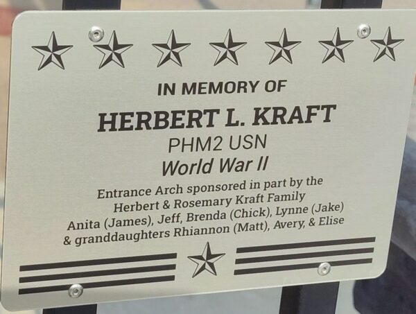 HERBERT L. KRAFT WAR MEMORIAL PLAQUE