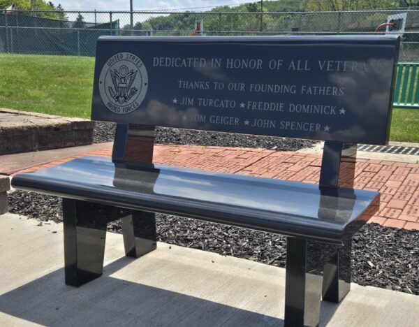 DEDICATED IN HONOR OF ALL VETERANS MEMORIAL BENCH
