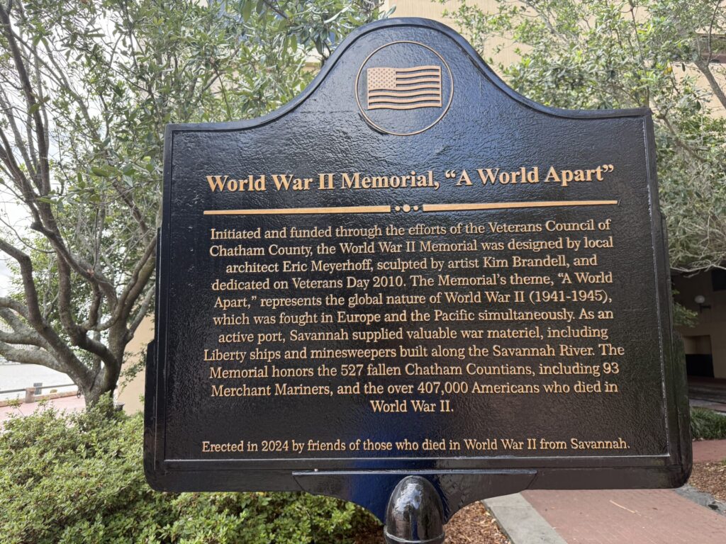 WORLD WAR II MEMORIAL, “A WORLD APART” MARKER