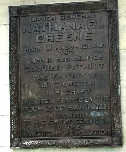 MAJOR GENERAL NATHANAEL GREENE REVOLUTIONARY WAR MEMORIAL PLAQUE A