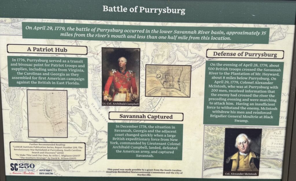 BATTLE OF PURRYSBURG REVOLUTIONARY WAR MEMORIAL PANEL