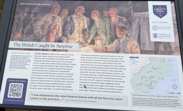 THE BRITISH CAUGHT BY SUPRISE REVOLUTIONARY WAR MEMORIAL PANEL