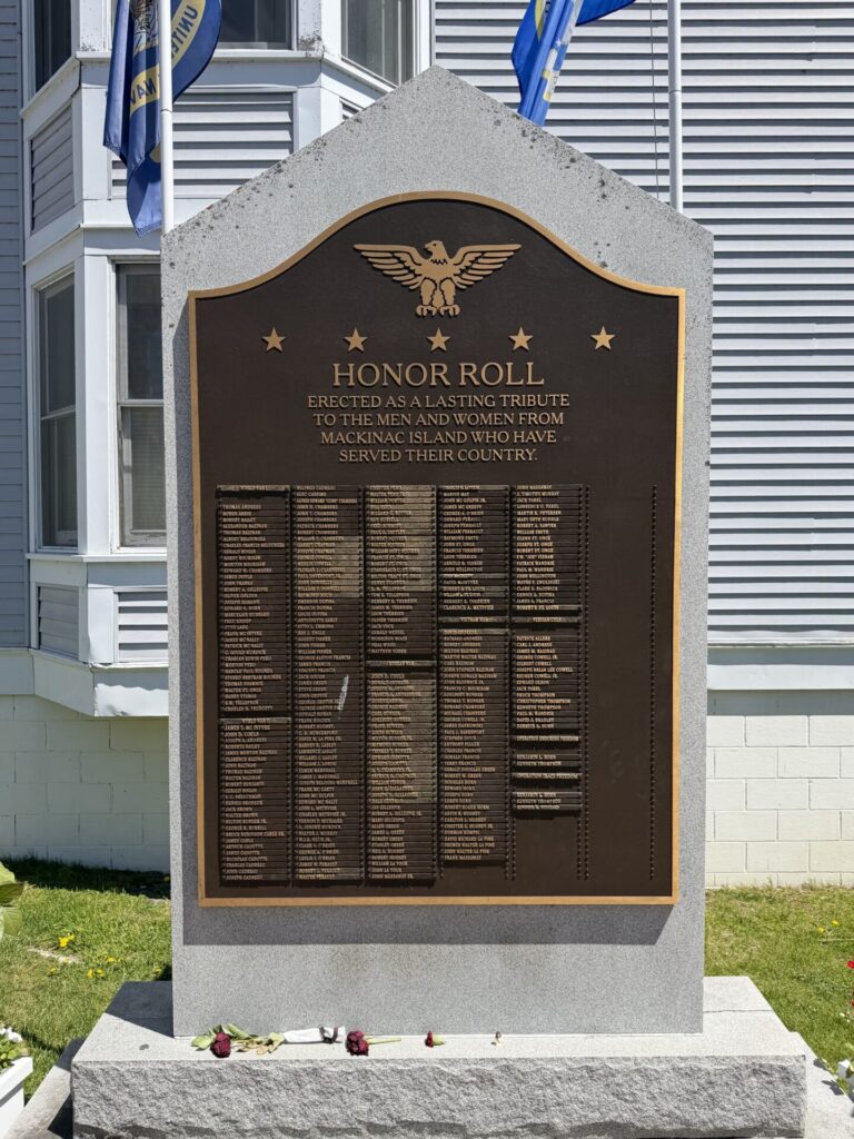 MACKINAC ISLAND WAR VETERANS HONOR ROLL MEMORIAL