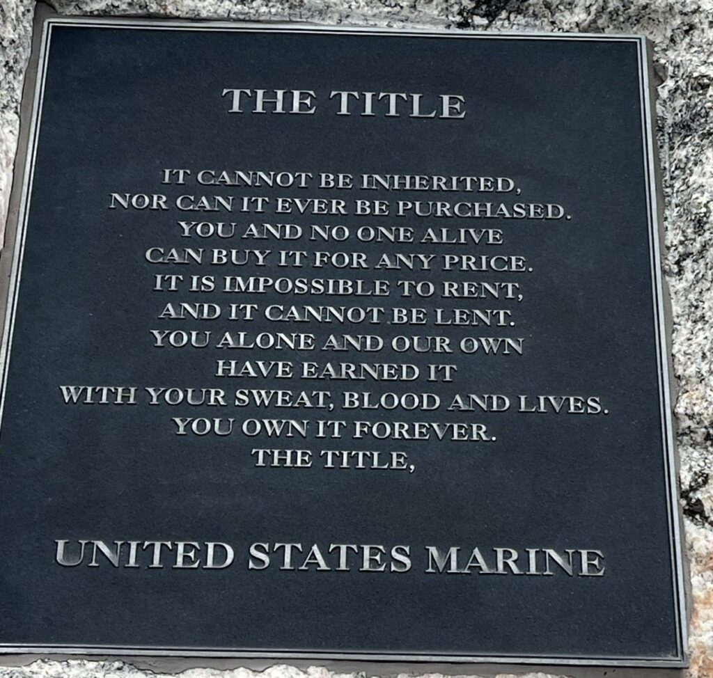THE TITLE-UNITED STATES MARINE MEMORIAL PLAQUE