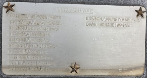 MONTGOMERY COUNTY WAR MEMORIAL PARK PLAQUE H