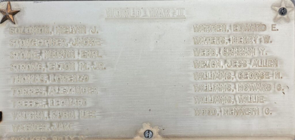 MONTGOMERY COUNTY WAR MEMORIAL PARK PLAQUE F