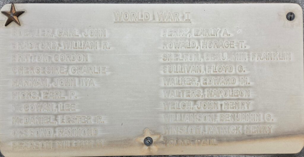 MONTGOMERY COUNTY WAR MEMORIAL PARK PLAQUE A
