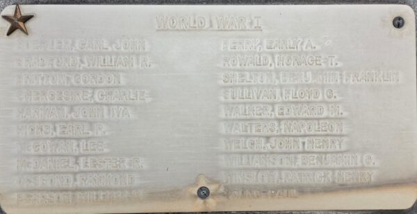 MONTGOMERY COUNTY WAR MEMORIAL PARK PLAQUE A