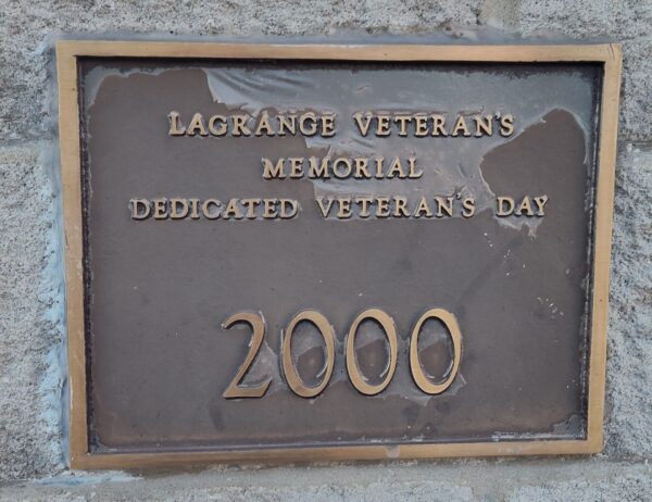 LAGRANGE VETERAN’S MEMORIAL PLAQUE