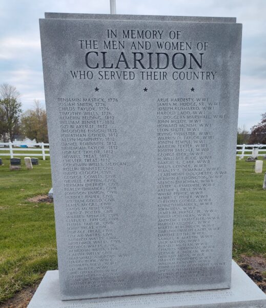 CLARIDON WAR VETERANS MEMORIAL CENTER STONE FRONT