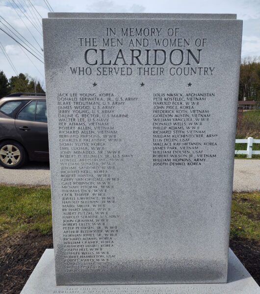 CLARIDON ALL VETERANS MEMORIAL BACK