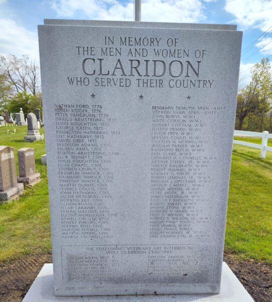 CLARIDON ALL VETERANS MEMORIAL FRONT