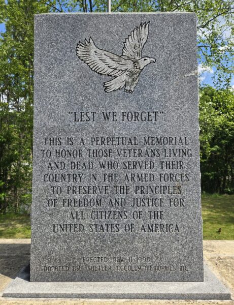 HOLLSOPPLE “LEST WE FORGET” ALL VETERANS MEMORIAL CLOSE-UP