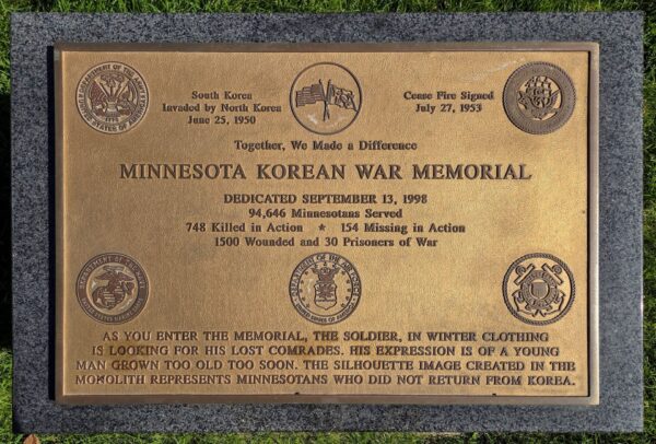 MINNESOTA KOREAN WAR MEMORIAL PLAQUE