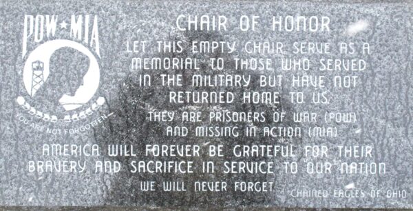 WAYNESFIELD VETERANS MEMORIAL PARK CHAIR OF HONOR STONE