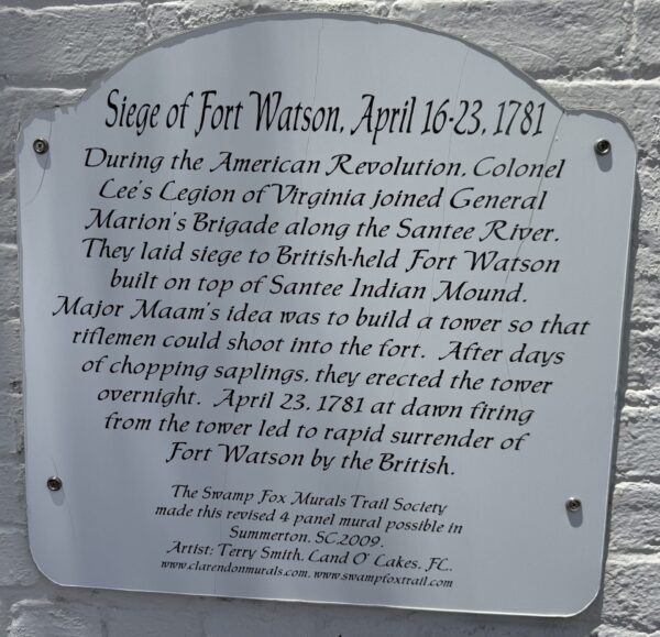 SIEGE OF FORT WATSON, APRIL 16-23, 1781 REVOLUTIONARY WAR MURAL PLAQUE