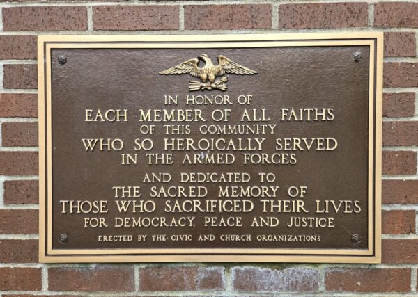 CIVIC AND CHURCH ORGANIZATIONS OF COLLIERS, WV VETERANS MEMORIAL PLAQUE