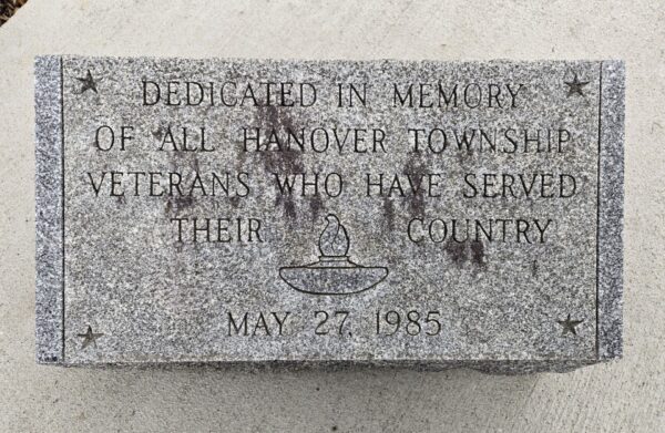 HANOVER TOWNSHIP VETERANS MEMORIAL TABLET