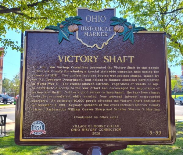 VICTORY SHAFT WAR MEMORIAL MARKER FRONT