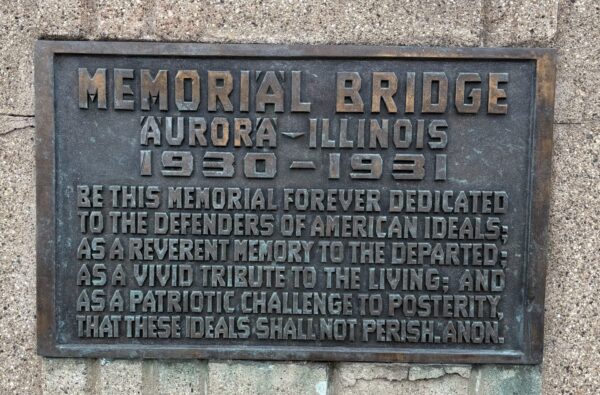 MEMORIAL BRIDGE AURORA-ILLINOIS PLAQUE