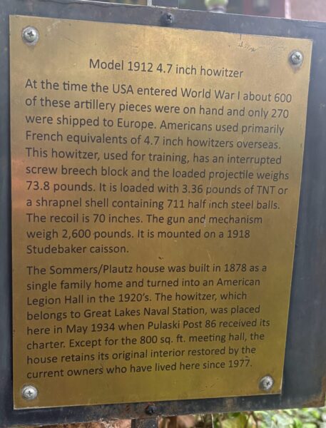 MODEL 1912 4.7 INCH HOWITZER WAR MEMORIAL PLAQUE
