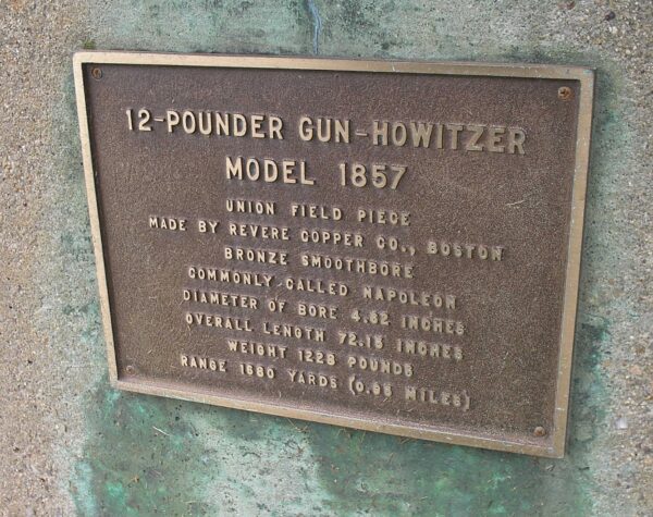 12-POUNDER GUN-HOWITZER MODEL 1857 WAR MEMORIAL PLAQUE