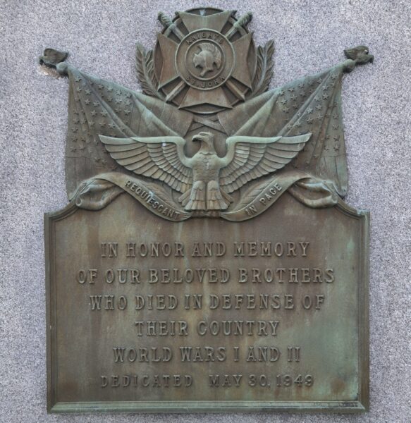 KNIGHTS OF ST. JOHN MEMORIAL PLAQUE A