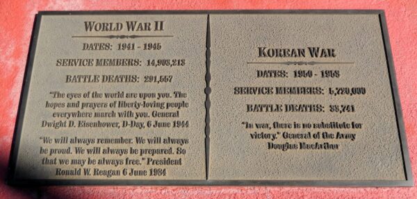 THE PRICE OF FREEDOM VETERANS MEMORIAL PLAQUE G