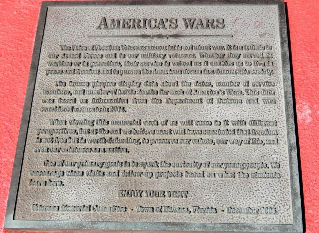 THE PRICE OF FREEDOM VETERANS MEMORIAL PLAQUE B