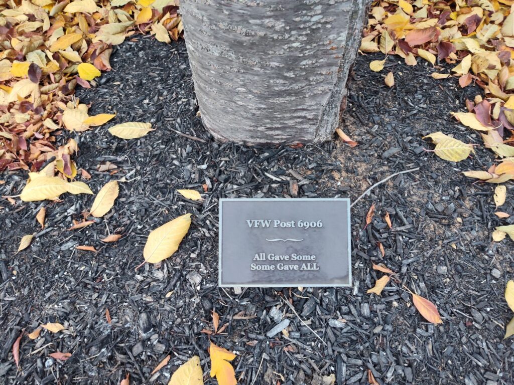 VFW POST 6906 VETERANS MEMORIAL TREE PLAQUE