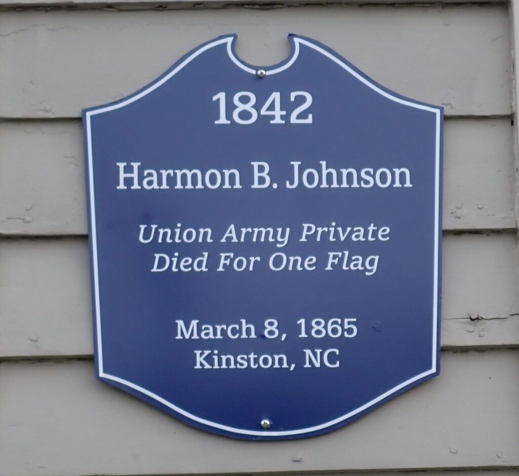 HARMON B. JOHNSON UNION ARMY PRIVEATE WAR MEMORIAL PLAQUE