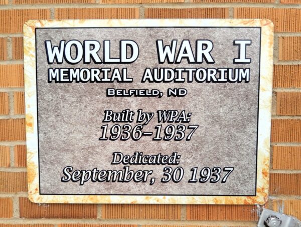 WORLD WAR I MEMORIAL AUJDITORIUM PLAQUE