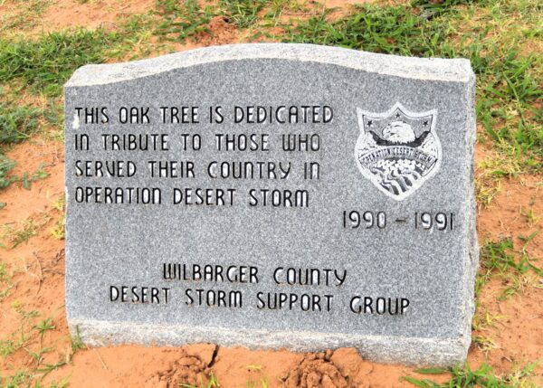 WILBARGE COUNTY DESERT STORM OAK TREE MEMORIAL STONE