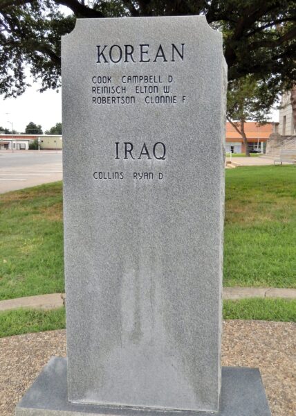 WILBARGER COUNTY WAR VETERANS MEMORIAL LEFT STONE