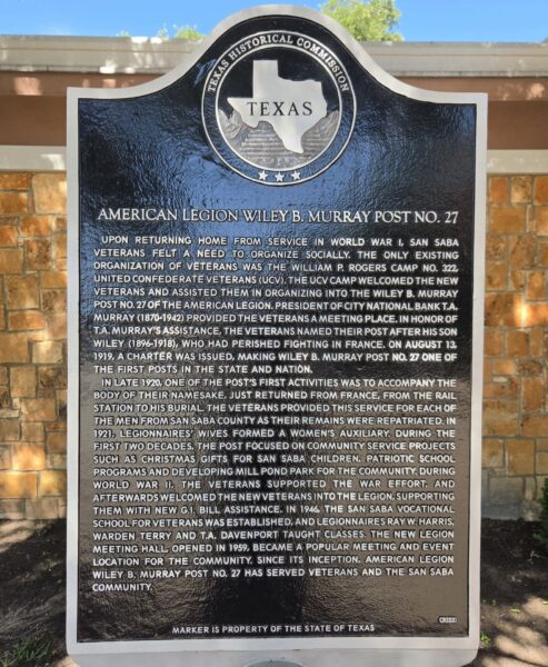 AMERICAN LEGION WILEY B. MURRAY POST NO. 27 WAR MEMORIAL MARKER