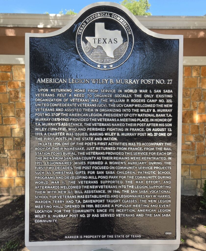 AMERICAN LEGION WILEY B. MURRAY POST NO. 27 WAR MEMORIAL MARKER