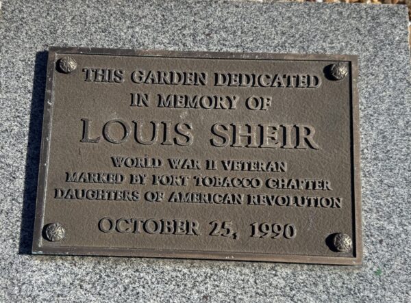 LOUIS SHEIR WAR MEMORIAL GARDEN PLAQUE