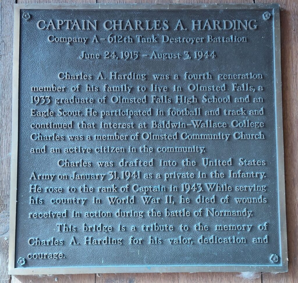 CHARLES A. HARDING MEMORIAL BRIDGE PLAQUE B