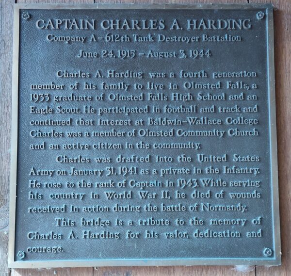 CHARLES A. HARDING MEMORIAL BRIDGE PLAQUE B