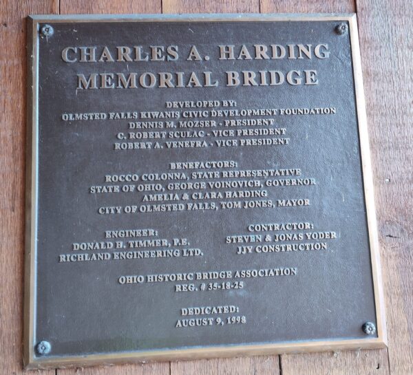 CHARLES A. HARDING MEMORIAL BRIDGE PLAQUE A