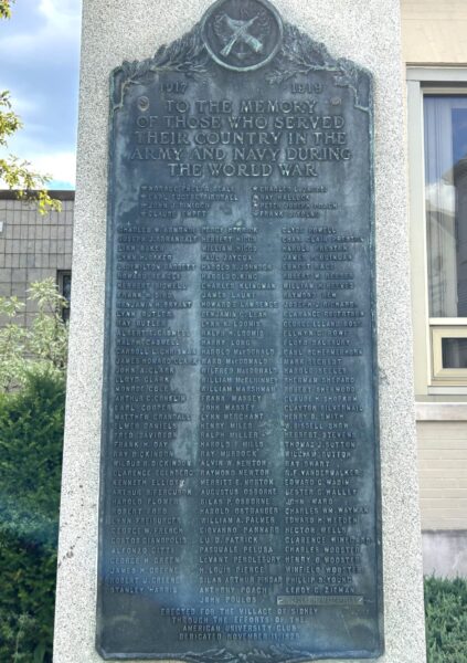 SIDNEY, NY WORLD WAR VETERANS MEMORIAL PLAQUE