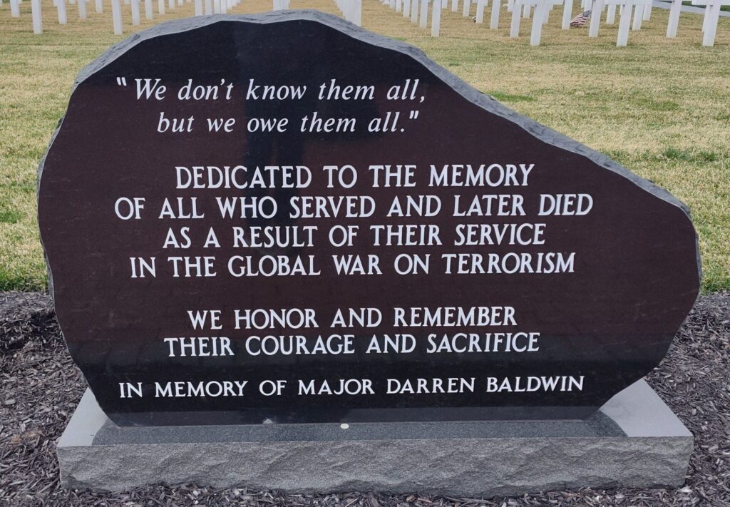 SUNBURY GLOBAL WAR ON TERRORISM VETERANS MEMORIAL FIELD OF CROSSES STONE