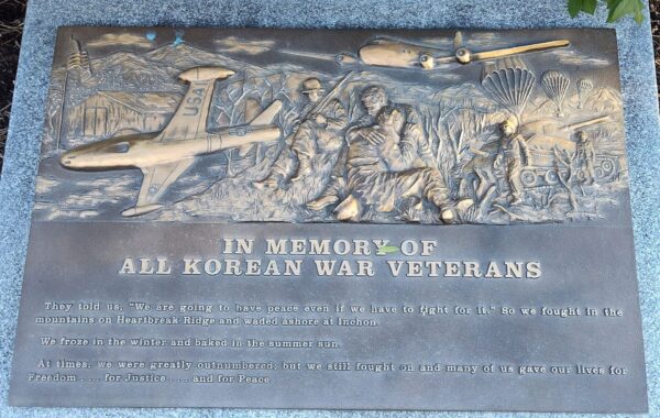 KINGWOOD MEMORIAL PARK CEMETERY KOREAN WAR VETERANS MEMORIAL PLAQUE