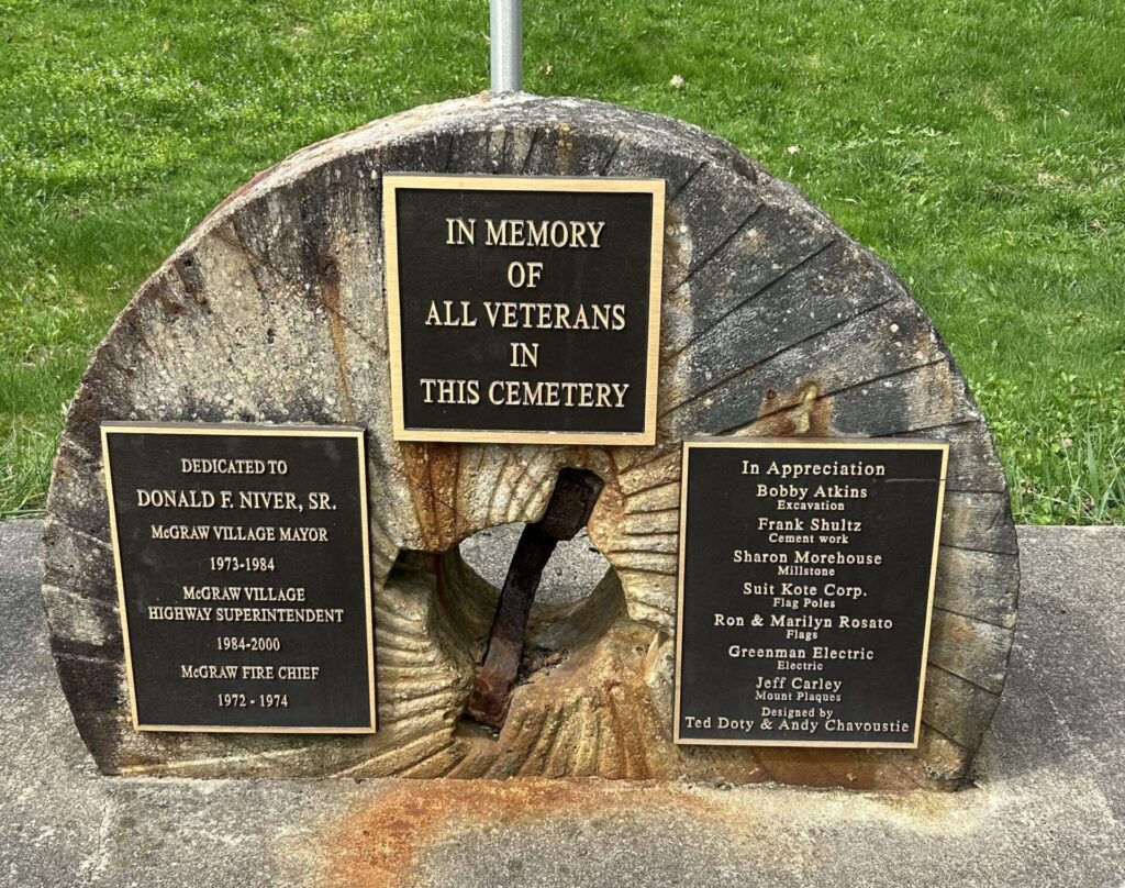 MCGRAW RURAL CEMETERY VETERANS MEMORIAL PLAQUES