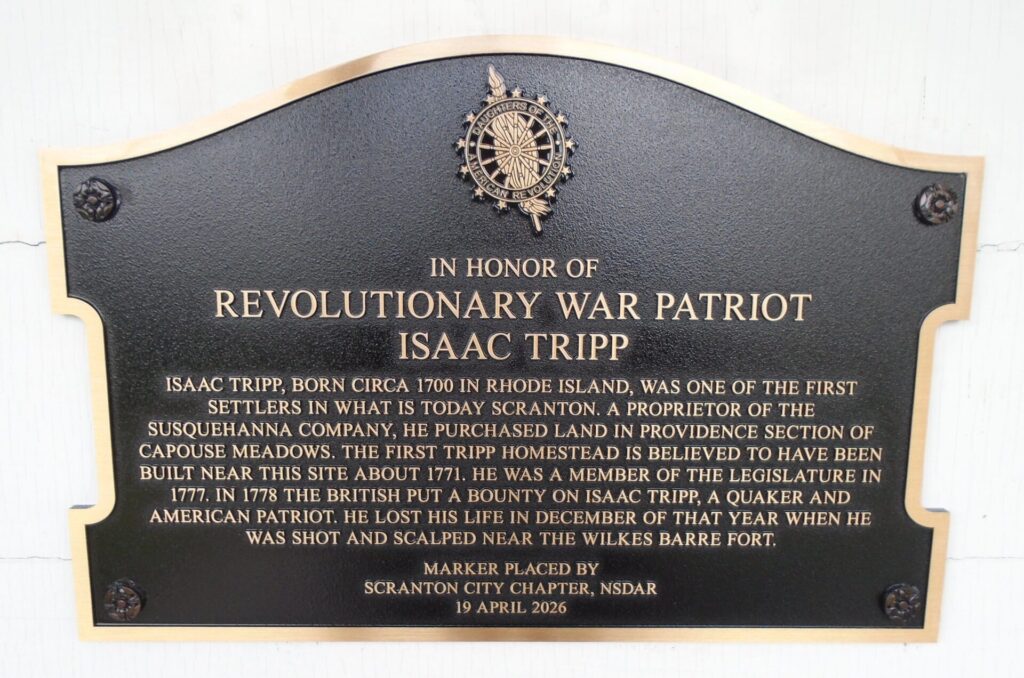 REVOLUTIONARY WAR PATRIOT ISAAC TRIPP MEMORIAL MARKER
