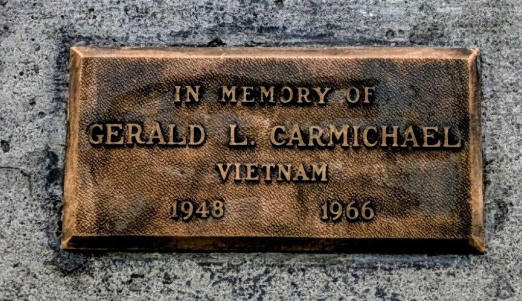 GERALD L. CARMICHAEL VIETNAM WAR MEMORIAL PLAQUE