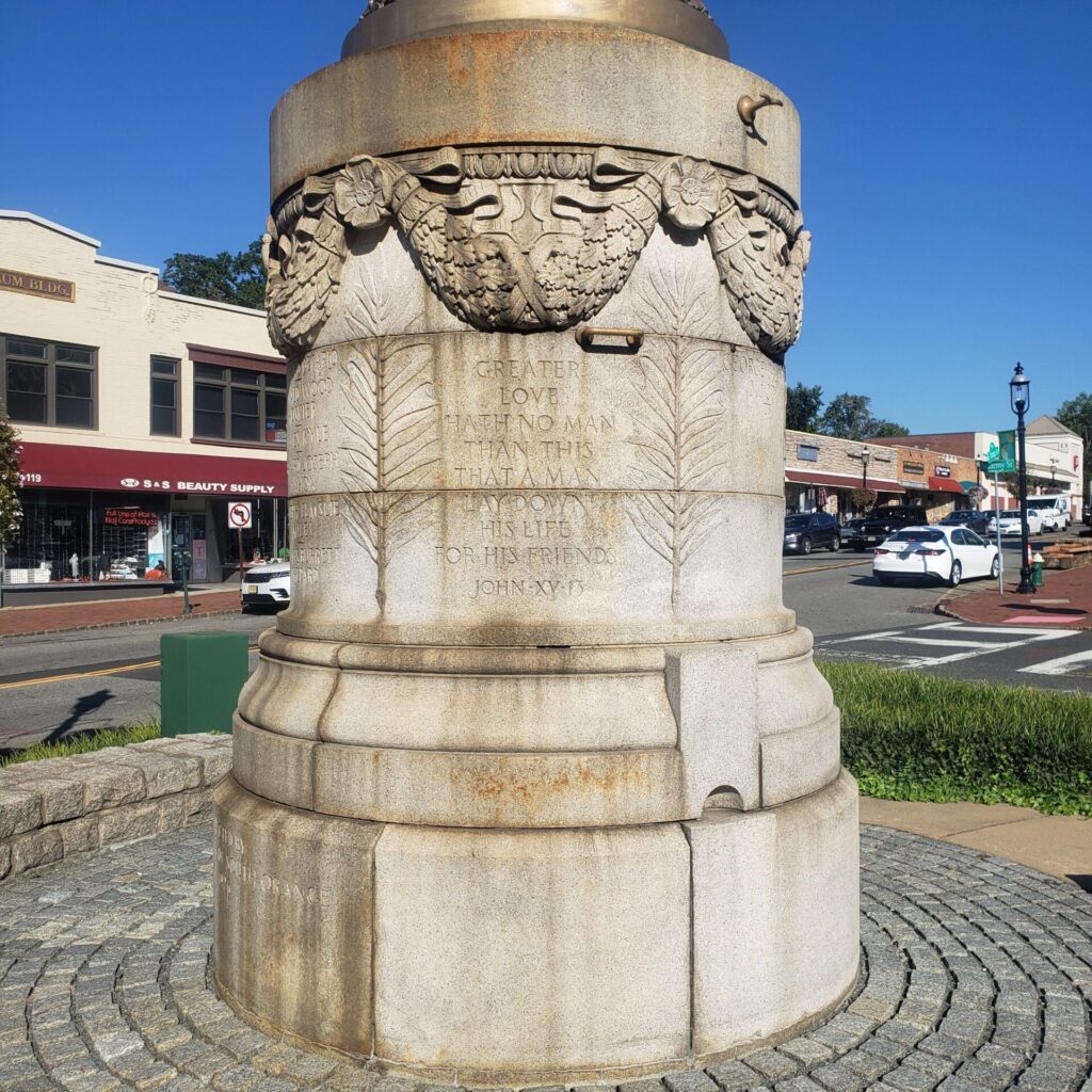 CITIZENS OF SOUTH ORANGE CIVIL WAR MEMORIAL ORNATE FLAGSTAFF BASE SIDE B