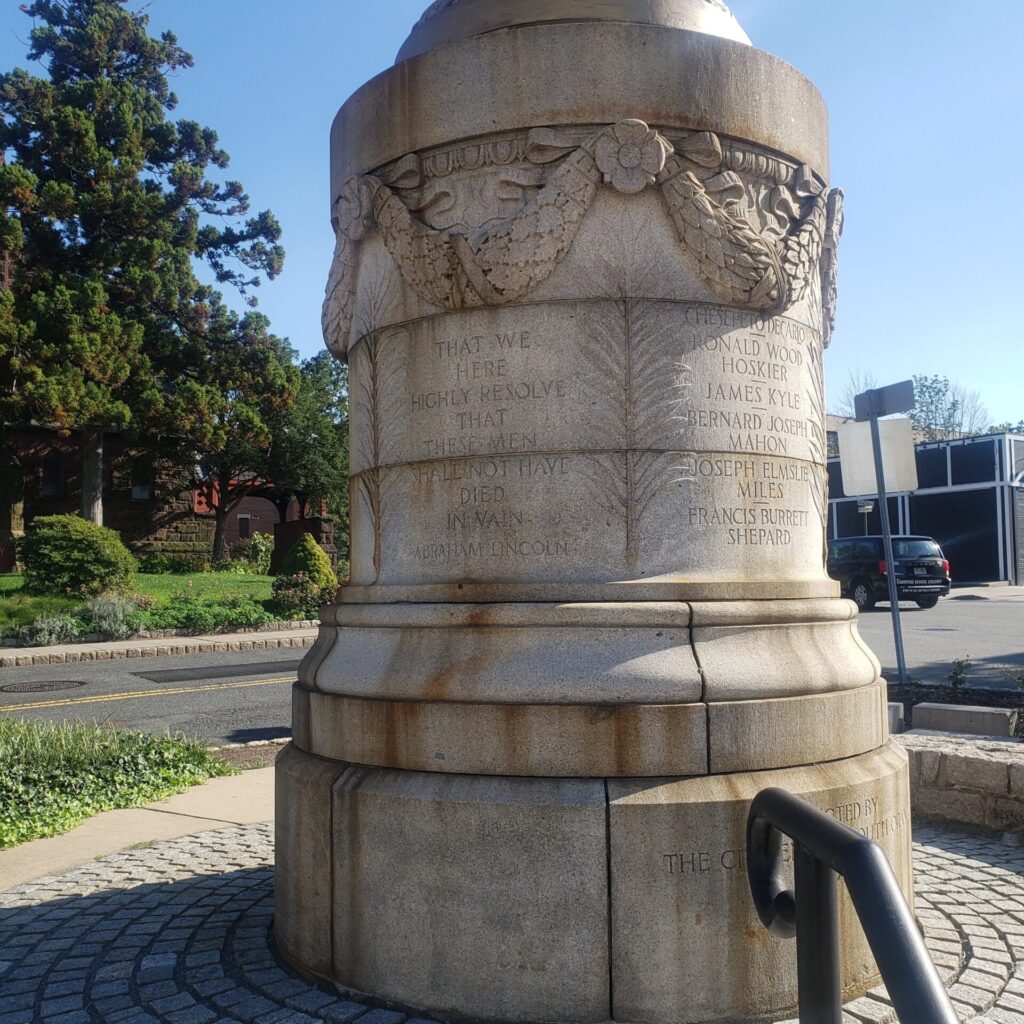 CITIZENS OF SOUTH ORANGE CIVIL WAR MEMORIAL ORNATE FLAGSTAFF BASE SIDE A
